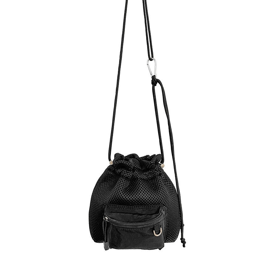 Cute Mesh Drawstring Bucket Bag – Lightweight Shoulder Crossbody
