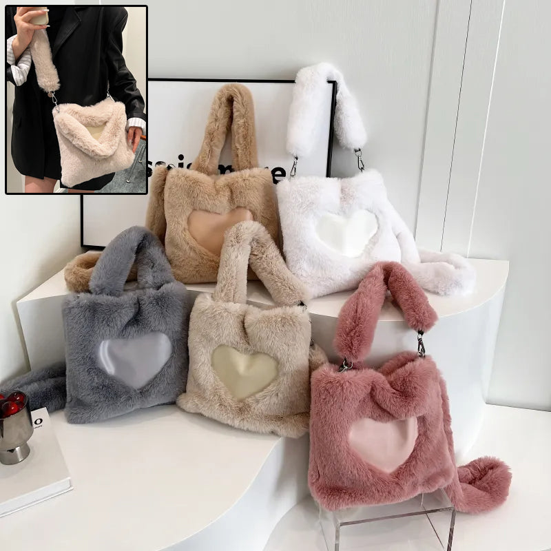 Fluffy Plush Shoulder Bag – Cozy Autumn & Winter Tote for Women
