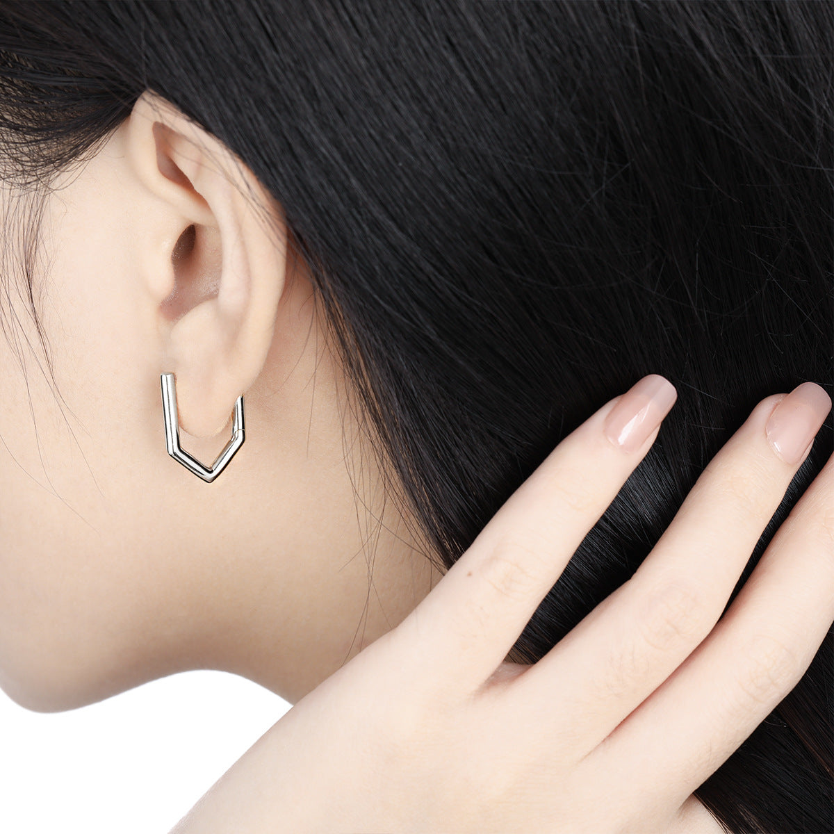 Geometric Single Rhinestone Earring for Women – Modern Minimalist