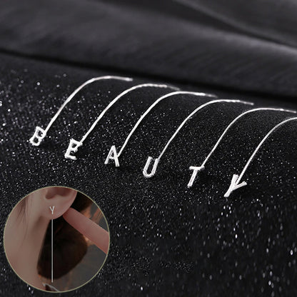 26-Letter Drop Earrings in 925 Sterling Silver – Minimalist Jewelry for Women